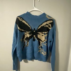 Blue SHEIN butterfly sweater